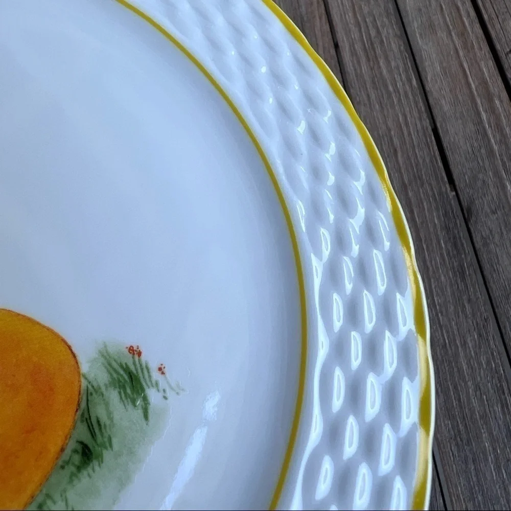 William Sonoma Bunny Band Dessert Plates (4) Multicolor Bunny Eggs Discontinued